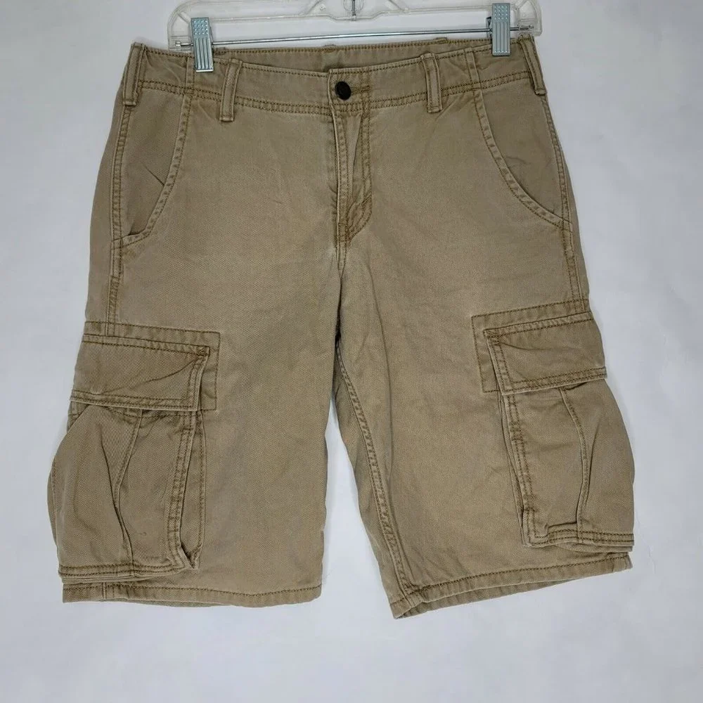 Levis Strauss & Co‎ Mens Khaki White Label Casual Cargo Shorts Size 28 Fishing